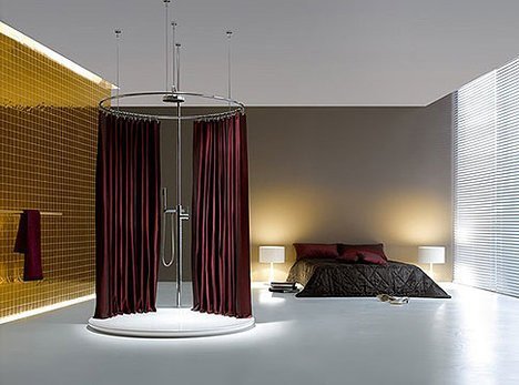Sprcha v ložnici se závěsem KALDEWEI v čistě minimalistickém stylu | Koupelny-svitavy.cz